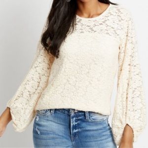 Maurices Lace Bubble Sleeve Top